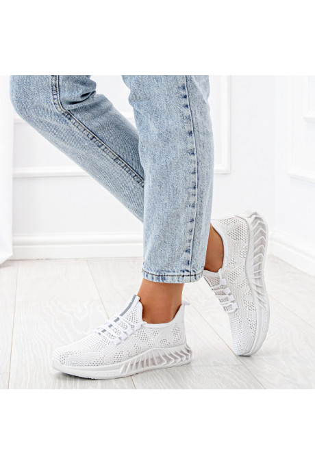Białe Buty Sportowe Sneakersy Madlen