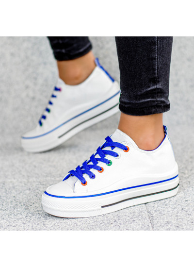 Białe Niebieskie Sneakersy Joyce / Buty Sportowe