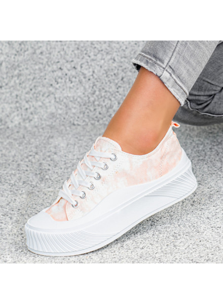 Białe Różowe Sneakersy Hazel / Buty Sportowe