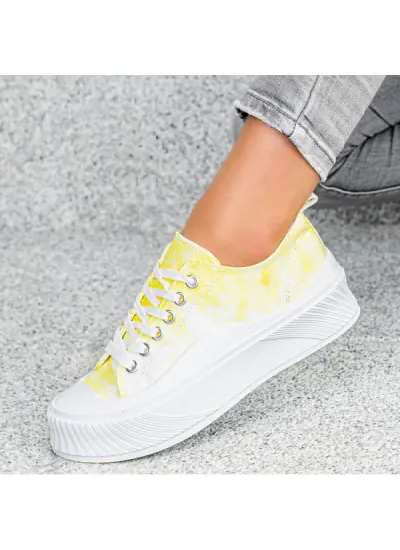 Białe Żółte Sneakersy Hazel...