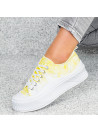Białe Żółte Sneakersy Hazel / Buty Sportowe