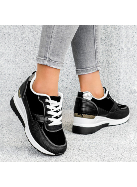 Czarne Sneakersy Bernice / Buty Sportowe