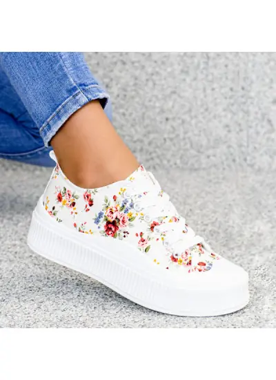Białe Flower Sneakersy...