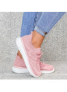 Różowe Sneakersy Octavia z Lycrą na Koturnie /  Buty Sportowe Damskie