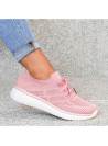Różowe Sneakersy Octavia z Lycrą na Koturnie /  Buty Sportowe Damskie