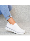Białe Buty Sportowe Sneakersy Raquel z Lycrą